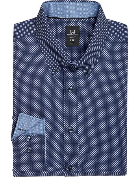 Michael Strahan Modern Fit 4-Way Stretch Dress Shirt, Blue Dot 3 Michael Strahan Modern Fit 4-Way Stretch Dress Shirt, Blue Dot