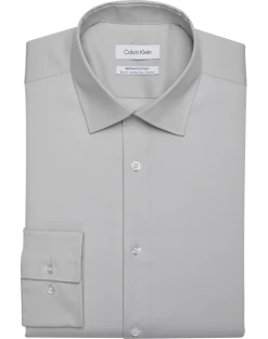 Calvin Klein Refined Cotton Stretch Supima Slim Fit Dress Shirt, Gray