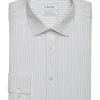 Calvin Klein Refined Cotton Stretch Supima Slim Fit Dress Shirt, Gray Stripe -&Collar Shop MW40 5FK7 34 CALVIN KLEIN GRAY STRIPE MAIN