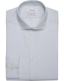 Calvin Klein Infinite Wrinkle Free Slim Fit Stretch Collar Dress Shirt, Blue Plaid