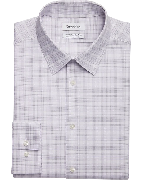 Calvin Klein Infinite Wrinkle Free Slim Fit Stretch Collar Dress Shirt, Iris Plaid 3 Calvin Klein Infinite Wrinkle Free Slim Fit Stretch Collar Dress Shirt, Iris Plaid