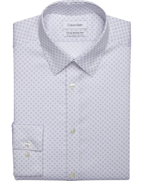 Calvin Klein Infinite Wrinkle Free Slim Fit Stretch Collar Dress Shirt, Iris Print 3 Calvin Klein Infinite Wrinkle Free Slim Fit Stretch Collar Dress Shirt, Iris Print