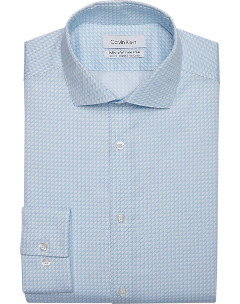 Calvin Klein Infinite Wrinkle Free Slim Fit Stretch Collar Dress Shirt, Blue Triangles 3 Calvin Klein Infinite Wrinkle Free Slim Fit Stretch Collar Dress Shirt, Blue Triangles