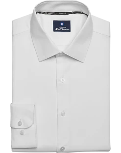 Ben Sherman Slim Fit Dobby Dress Shirt, White Basketweave