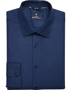 Ben Sherman Slim Fit Dobby Dress Shirt, Navy Basketweave