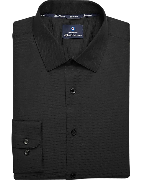 Ben Sherman Slim Fit Dobby Dress Shirt, Black Teardrop 3 Ben Sherman Slim Fit Dobby Dress Shirt, Black Teardrop
