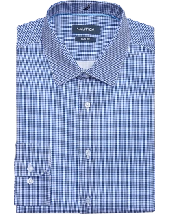 Nautica Slim Fit Four-Way Stretch Dress Shirt, Blue Check