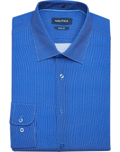Nautica Slim Fit Four-Way Stretch Dress Shirt, Blue Micro Dot