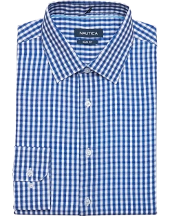 Nautica Slim Fit Four-Way Stretch Dress Shirt, Blue Check