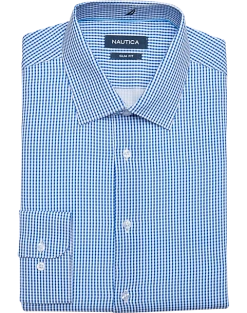 Nautica Slim Fit Four-Way Stretch Dress Shirt, Blue Check