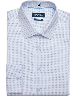 Nautica Slim Fit Four-Way Stretch Dress Shirt, Blue Dot