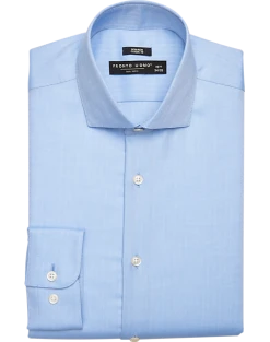 Pronto Uomo Classic Fit Spread Collar Dress Shirt, Blue Herringbone
