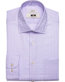 Joseph Abboud Classic Fit Spread Collar Dress Shirt, Lavender Tonal Plaid