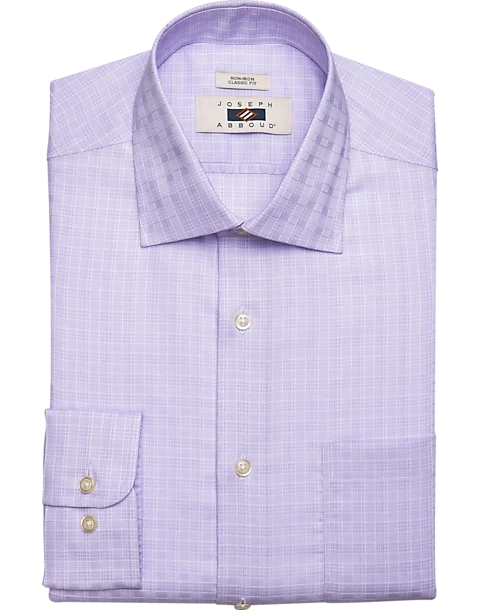 Joseph Abboud Classic Fit Spread Collar Dress Shirt, Lavender Tonal Plaid 3 Joseph Abboud Classic Fit Spread Collar Dress Shirt, Lavender Tonal Plaid