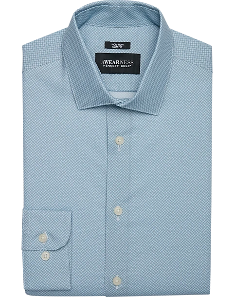 Awearness Kenneth Cole Slim Fit Spread Collar Dress Shirt, Teal Check 3 Awearness Kenneth Cole Slim Fit Spread Collar Dress Shirt, Teal Check