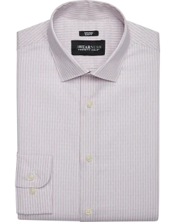 Awearness Kenneth Cole Slim Fit Spread Collar Dress Shirt, Gray Stripe