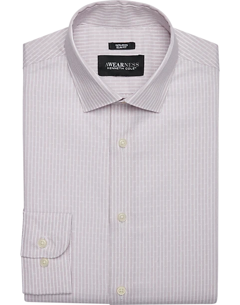 Awearness Kenneth Cole Slim Fit Spread Collar Dress Shirt, Gray Stripe 3 Awearness Kenneth Cole Slim Fit Spread Collar Dress Shirt, Gray Stripe