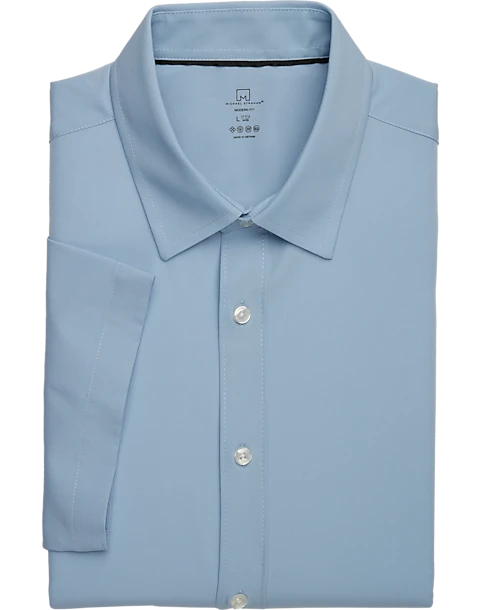 Michael Strahan Modern Fit Short Sleeve Dress Shirt, Light Blue 3 Michael Strahan Modern Fit Short Sleeve Dress Shirt, Light Blue