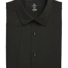 Michael Strahan Modern Fit Short Sleeve Dress Shirt, Black -&Collar Shop MW40 5FW3 08 MICHAEL STRAHAN BLACK SOLID MAIN