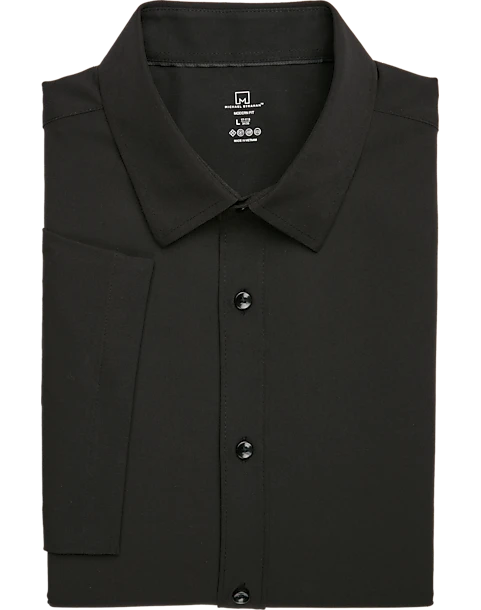 Michael Strahan Modern Fit Short Sleeve Dress Shirt, Black 3 Michael Strahan Modern Fit Short Sleeve Dress Shirt, Black