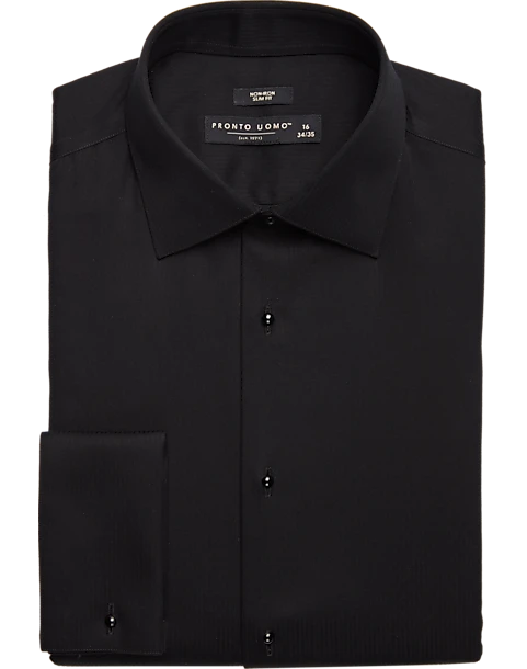 Pronto Uomo Slim Fit French Cuff Tuxedo Formal Shirt, Black 3 Pronto Uomo Slim Fit French Cuff Tuxedo Formal Shirt, Black