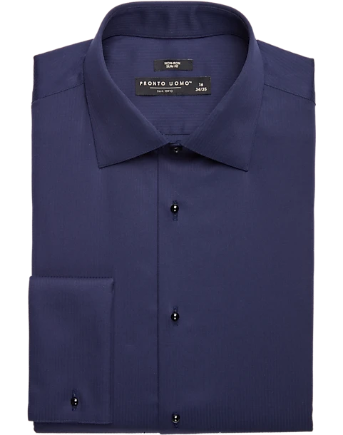Pronto Uomo Slim Fit French Cuff Tuxedo Formal Shirt, Navy 3 Pronto Uomo Slim Fit French Cuff Tuxedo Formal Shirt, Navy