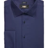 Joseph Abboud Modern Fit French Cuff Tuxedo Formal Shirt, Navy -&Collar Shop MW40 5FZ2 31 JOSEPH ABBOUD NAVY SOLID MAIN