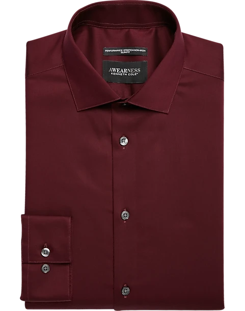 Awearness Kenneth Cole Slim Fit Performance Dress Shirt, Burgundy 3 Awearness Kenneth Cole Slim Fit Performance Dress Shirt, Burgundy