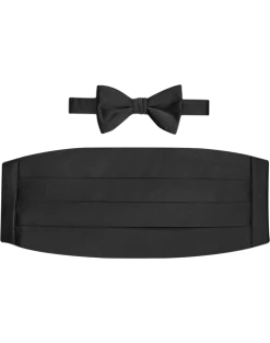 Pronto Uomo Bow Tie & Cummerbund Set, Black