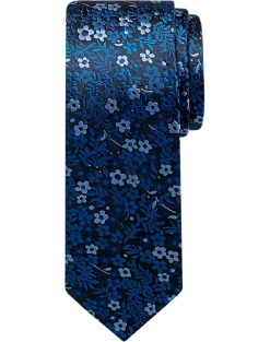 Egara Skinny Tie, Navy Blue Floral