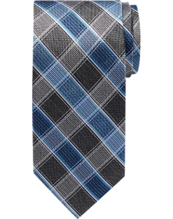 Pronto Uomo Narrow Tie, Blue Grid