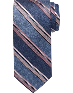 Pronto Uomo Pink & Blue Stripe Narrow Tie