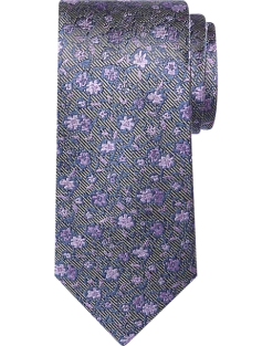 Pronto Uomo Narrow Tie, Plum & Blue Floral
