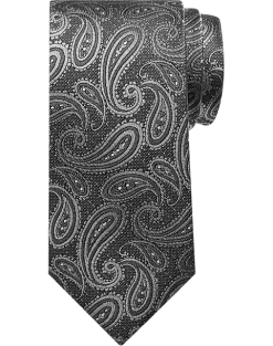 Pronto Uomo Narrow Tie, Black & Charcoal Paisley