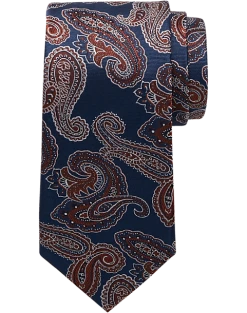 Joseph Abboud Narrow Tie, Navy & Rust Paisley