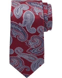 Joseph Abboud Narrow Tie, Burgundy & Gray Paisley
