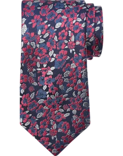Joseph Abboud Narrow Tie, Red & Silver Floral