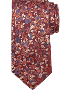 Joseph Abboud Narrow Tie, Burgundy & Orange Floral