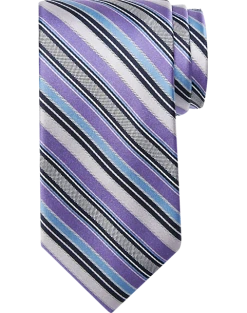 Pronto Uomo Narrow Tie, Purple & Blue Stripe