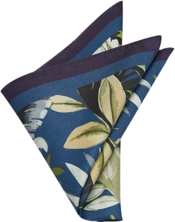 Joseph Abboud Pocket Square, Navy Botanical