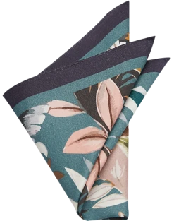 Joseph Abboud Pocket Square, Green & Black Botanical