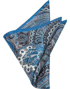 Joseph Abboud Pocket Square, Blue Paisley