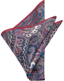 Joseph Abboud Pocket Square, Burgundy Paisley