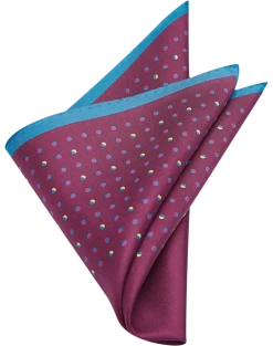 Joseph Abboud Pocket Square, Navy & Burgundy Dot