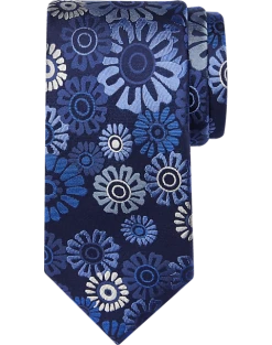 Joseph Abboud Narrow Silk Tie, Navy Mod Floral