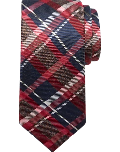 Joseph Abboud Narrow Tie, Navy & Red Plaid