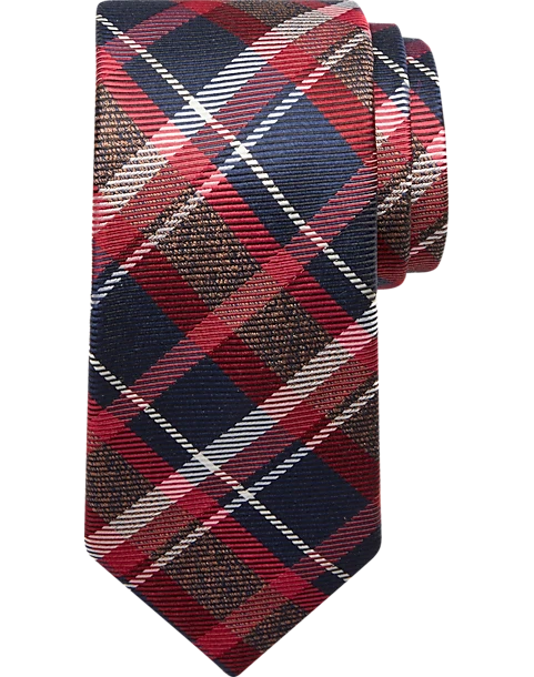 Joseph Abboud Narrow Tie, Navy & Red Plaid 3 Joseph Abboud Narrow Tie, Navy & Red Plaid