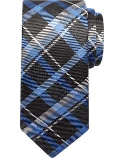 Joseph Abboud Narrow Tie, Blue & Black Plaid