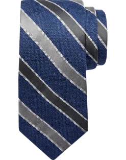 Joseph Abboud Narrow Tie, Navy & Gray Stripe