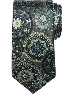 Joseph Abboud Narrow Tie, Olive Medallion